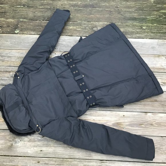 Next Women Jacket Black Faux Fur Winter Charcoal H - Picture 9 of 13